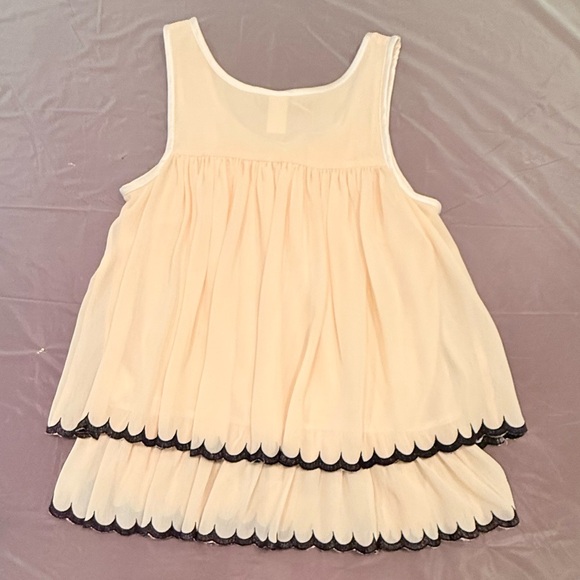 H&M Y2K Vintage Peach/Black Sleeveless Tiered Scallop Trim Blouse Size 2/XS - Picture 3 of 8